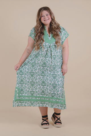 Emerald Mosaic Midi Dress in Plus