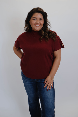 Monroe Button Shoulder Knit Top