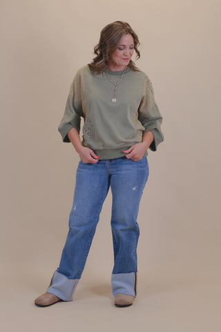 Olive Lace Pullover