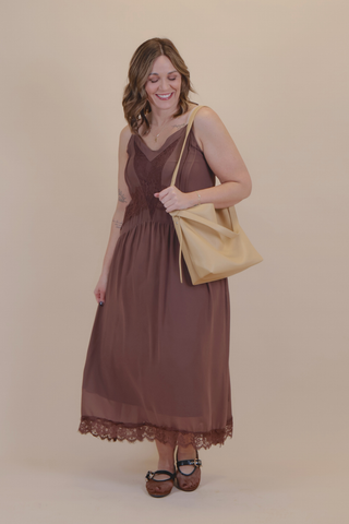 Midnight Romance Lace Trim Slip Dress
