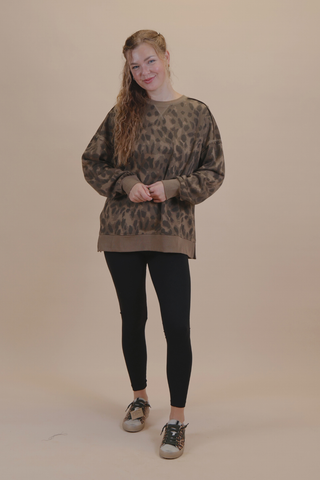 Espresso Leopard Pullover in Plus