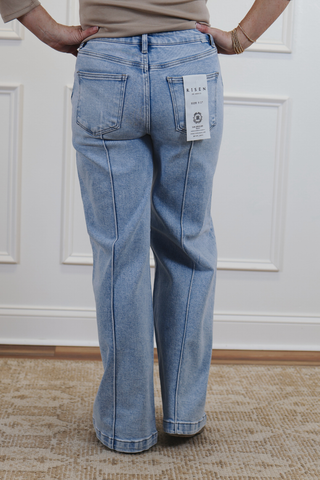 Hallie High Rise Wide Pintuck Jeans
