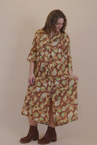 Golden Hour Paisley Shirt Dress