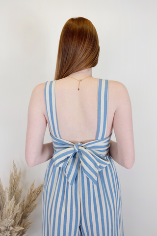 Bow Back Striped Jumpsuit