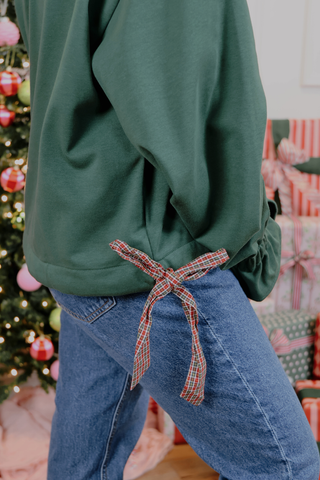 Merry Plaid Bow Sweatshirt