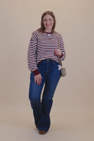 Cranberry Stripe Pullover