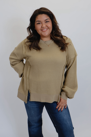 Waffle Lane Raw Edge Pullover