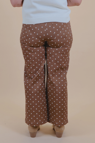 Dotted Wide Leg Cropped Pants