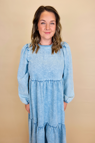 Acid Wash Tiered Maxi Dress