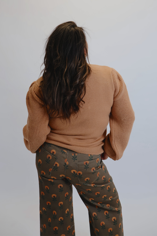 Caramel Knit Puff Sleeve Sweater