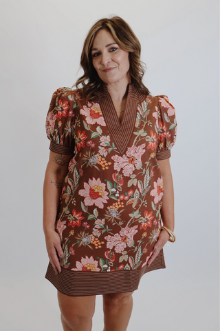 Brown Sugar Blossom Mini Dress