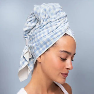 Gingham Bow Microfiber Hair Towel