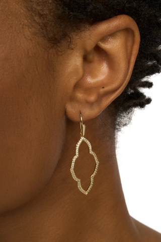 Abbie Gold Small Open Frame Earrings in White Crystal