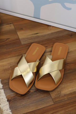 Golden Hour Cross Strap Slides