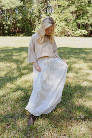 Ivory Bloom Lace Maxi Skirt