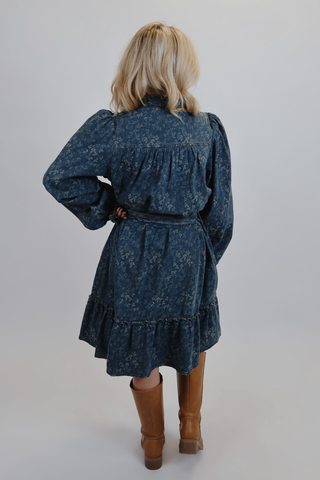 Dusty Petal Denim Mini Dress