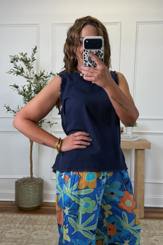 Navy Breeze Fray Tank