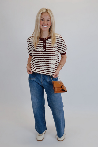 Ruby Stripe Ruffle Knit Top