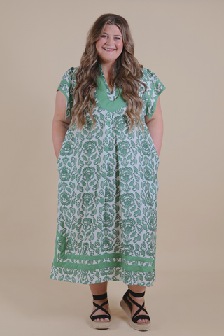 Emerald Mosaic Midi Dress in Plus