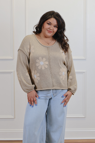 Daisy Drift Balloon Sleeve Sweater