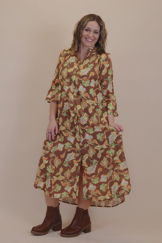 Golden Hour Paisley Shirt Dress