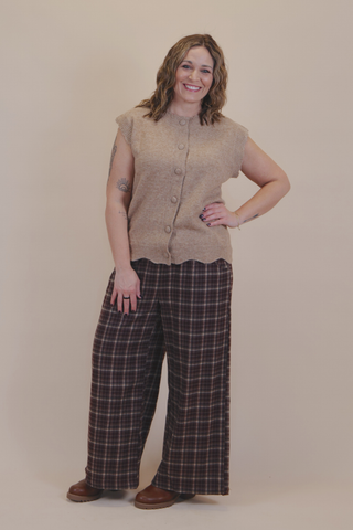 Sweet Scallop Button Front Sweater Vest