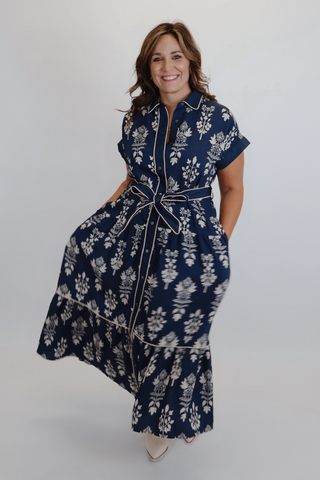 Indigo Wildflower Midi Dress