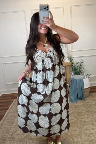Seaside Crochet Shell Midi Dress