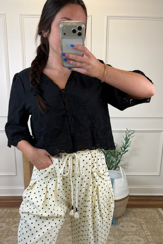 Midnight Bloom Tie Blouse