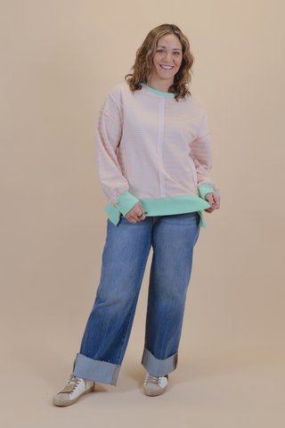 Sweet Mint Stripe Top in Plus.