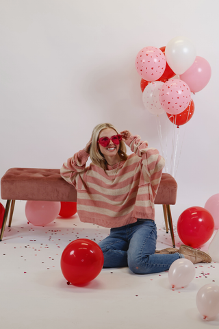 Blush Breeze Striped Boat Neck Sweater