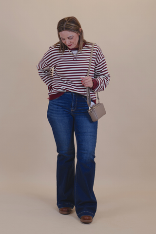 Cranberry Stripe Pullover