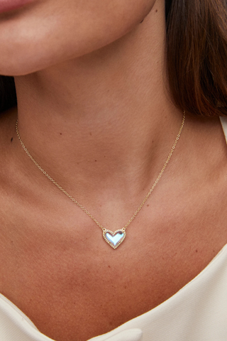 Ari Heart Gold Pendant Necklace in Dichroic Glass