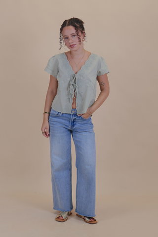 Meadow Lace Tie Front Top