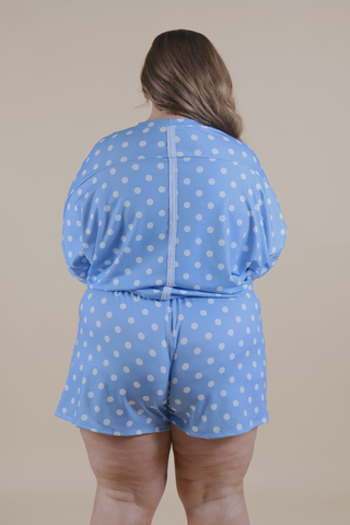 Blue Polka Dot Lounge Set in Plus