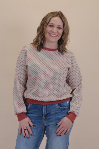 Woven Leaves Jacquard Crewneck Top