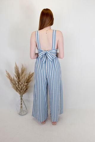 Bow Back Striped Jumpsuit