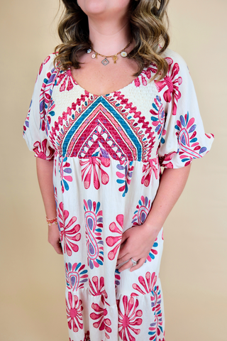 Berry In Love Smocked Midi Dress
