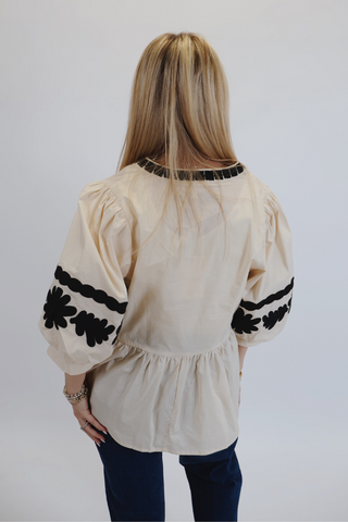 Marlowe Embroidered Peasant Top