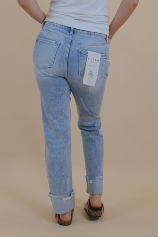 Mercy Tummy Control High Rise Cuffed Straight Jeans