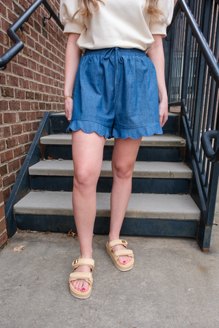 Simply Scalloped Trim Shorts