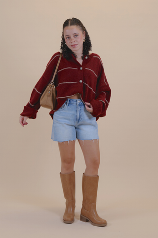 Fireside Stripe Cardigan in Plus