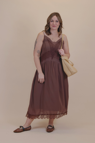 Midnight Romance Lace Trim Slip Dress