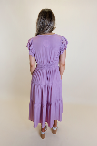 Lavender Flutter Midi Dress