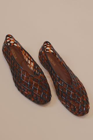 The Riviera Tortoise Woven Jelly Flats