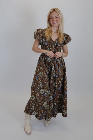 Woodland Whimsy Smocked Midi Dress