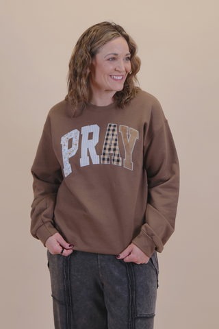 Pray Patchwork Crewneck