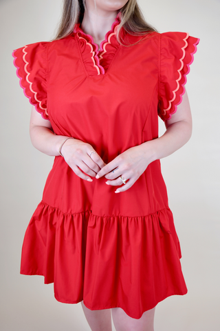 Brunch & Blessings Scalloped Sleeves Dress