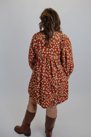 Autumn Bloom Corduroy Babydoll Dress