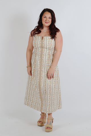 Golden Meadow Stripe Midi Dress